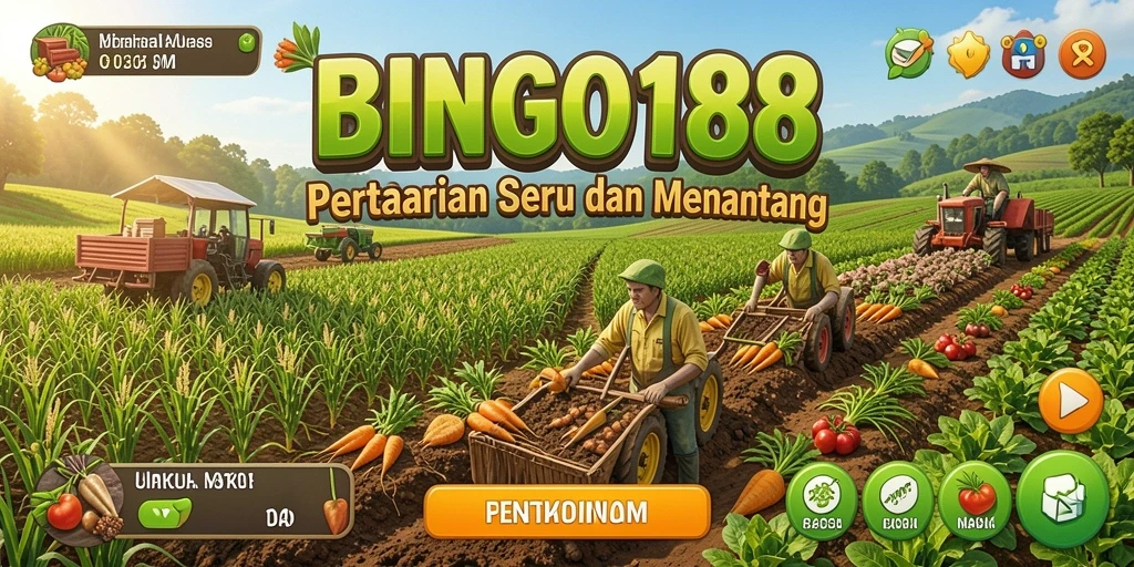 Tampilan gameplay BINGO188 dengan aktivitas bertani yang menyenangkan.
