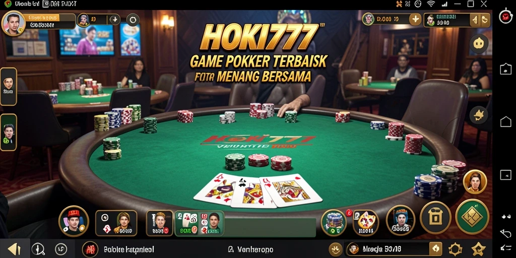 Tangkapan layar gameplay HOKI777 menunjukkan aksi Poker yang mendebarkan.