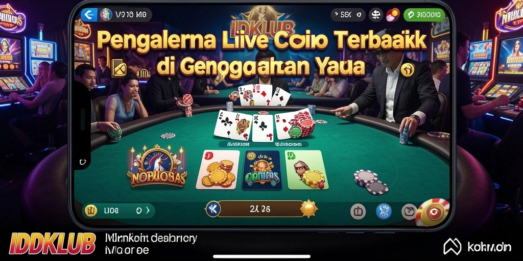 Tampilan utama IDKLUB dengan dealer Live Casino dan gameplay yang mendebarkan.