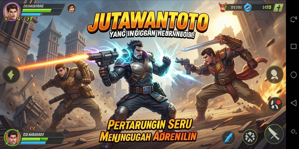Screenshot menunjukkan aksi pertarungan seru dalam JUTAWANTOTO.