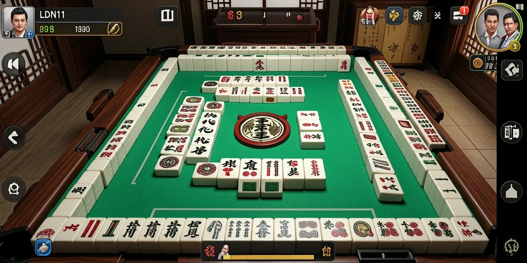 Tangkapan layar LDN11 menampilkan permainan Mahjong dengan papan yang penuh warna.