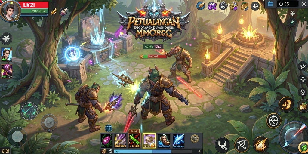 Screenshot menunjukkan pertarungan seru dalam dunia MMORPG LK21.