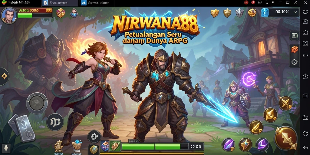 Tangkapan layar gameplay NIRWANA88 yang menampilkan pertempuran epik dalam dunia ARPG.
