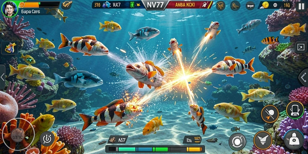 Tampilan gameplay Tembak Ikan yang seru dan penuh aksi.