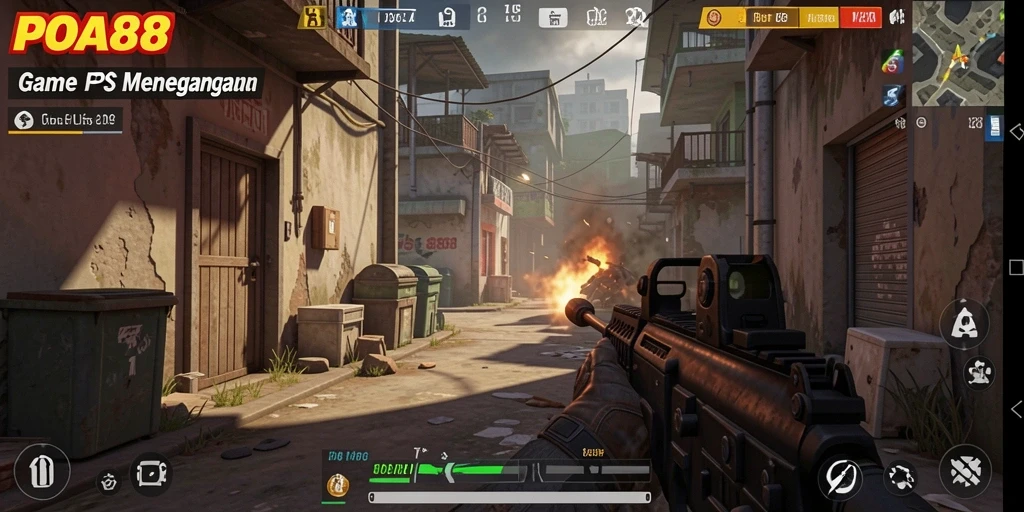 Tampilan gameplay POA88 dengan aksi tembak-menembak yang intens.