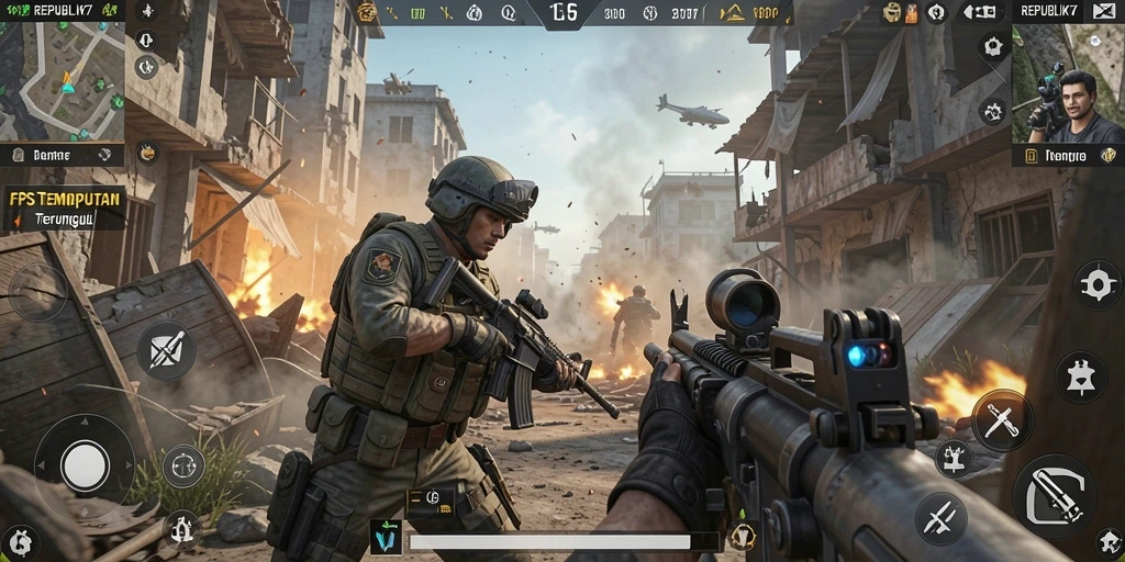 Gameplay seru dari REPUBLIK77 dengan aksi tembak-menembak yang intens.