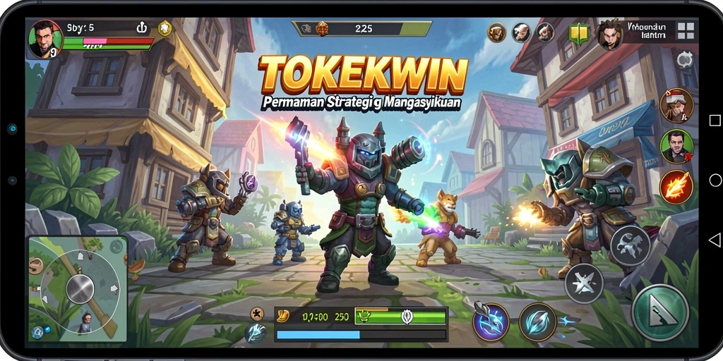 Screenshot gameplay TOKEKWIN menampilkan aksi strategi yang menegangkan.