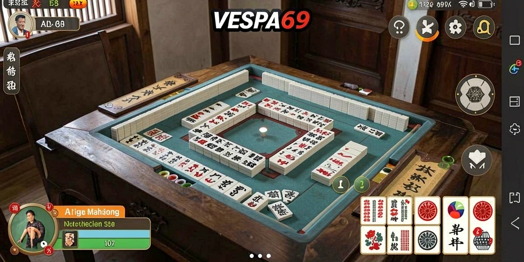 Tampilan gameplay VESPA69 yang menarik dan seru dalam permainan Mahjong.